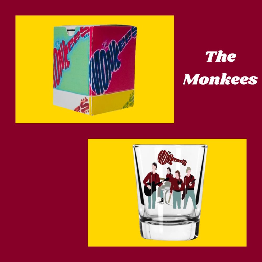 Set of 4 The Monkees Shot Glasses WITH MATCHING GIFT BOXES